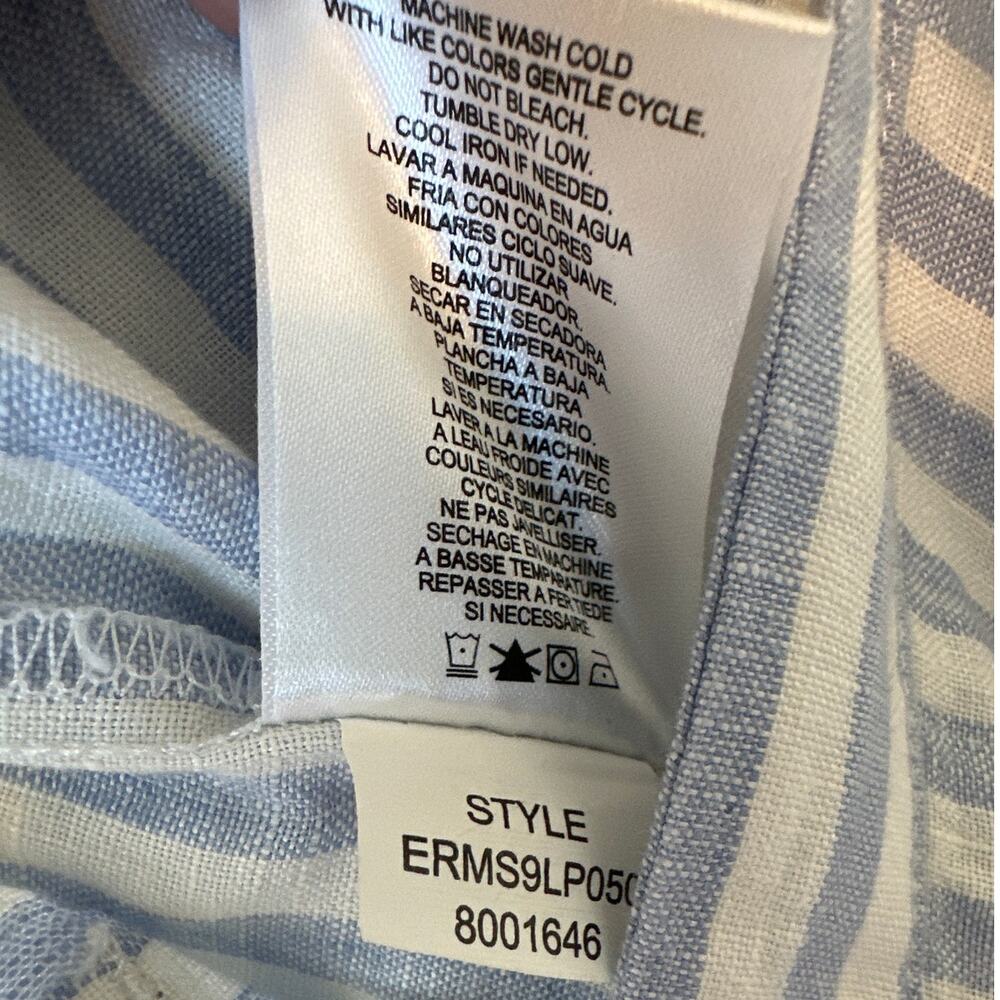 Ellen Tracy Linen Wide Leg Cropped Capri Pants Stripes Size XL Nautical Beachy - Picture 13 of 13